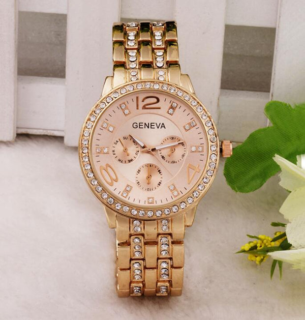 Geneva Rhinestone Wrist Watch