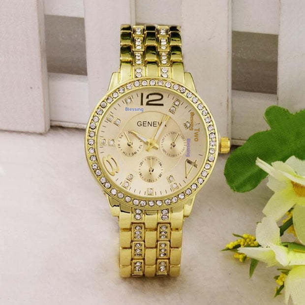 Geneva Rhinestone Wrist Watch